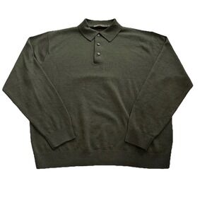Raffi Linea‎ Uomo Men's Green 100% merino Wool Shirt Large 52 Collared Button